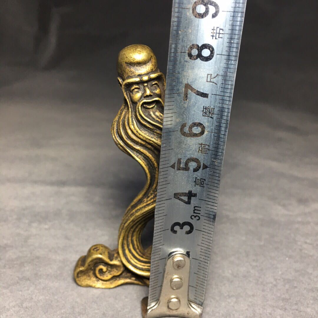 Solid Copper The God of Longevity Trinket Hand Carved Bronze Model Figurines