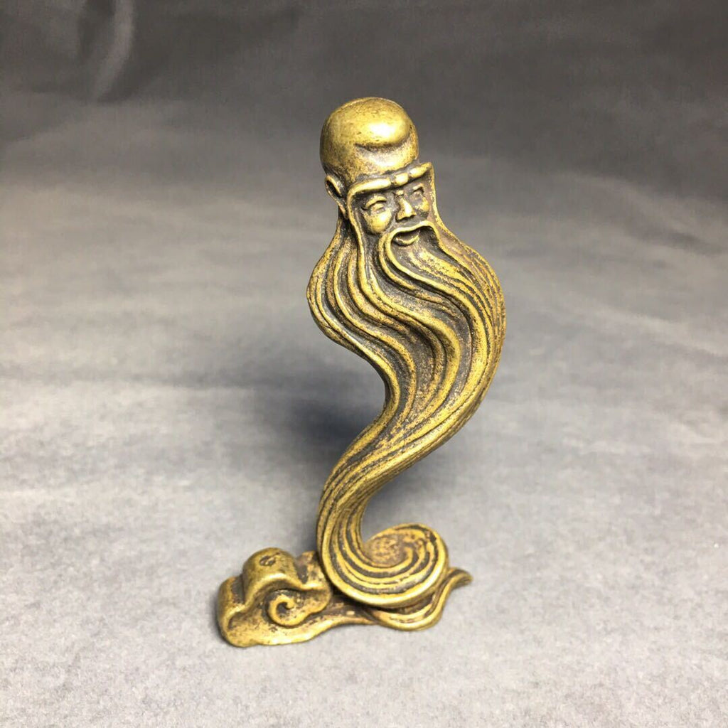 Solid Copper The God of Longevity Trinket Hand Carved Bronze Model Figurines