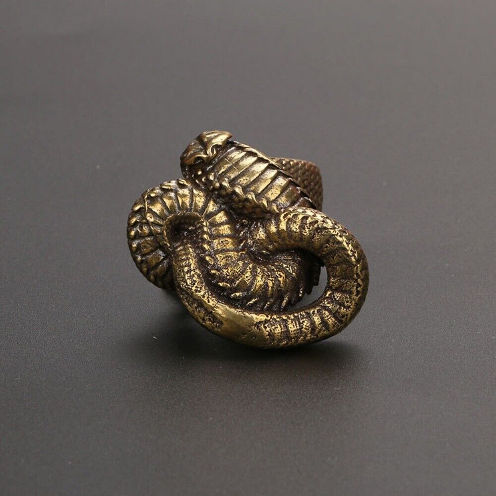 Solid Copper Cobra Trinket Vintage Hand Carved Bronze Model Figurines