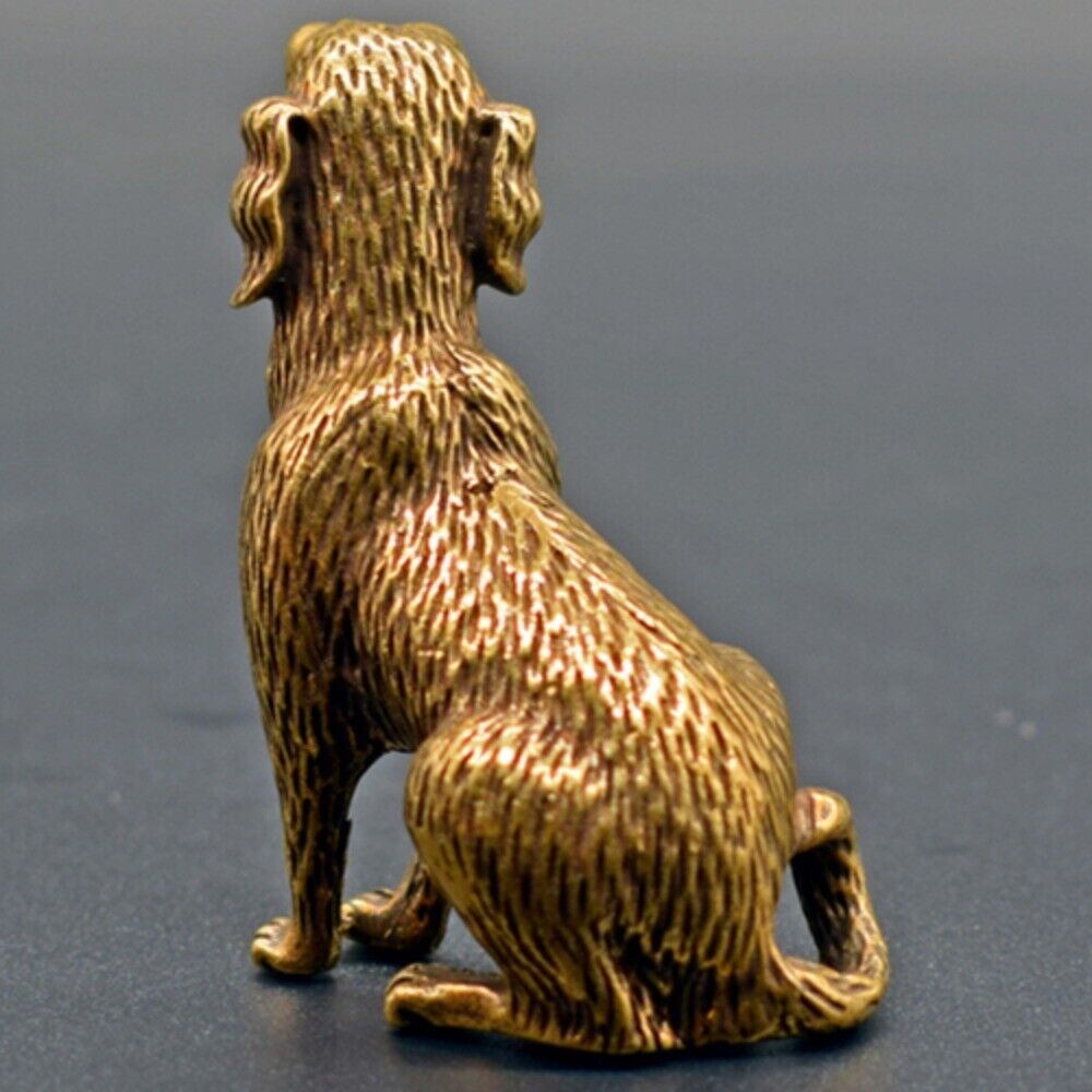 Solid Copper Cute Puppy Trinket Vintage Hand Carved Bronze Model Figurines