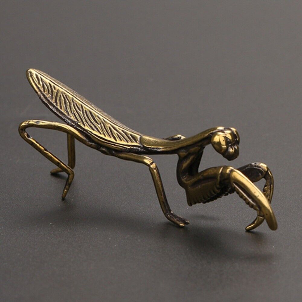 Solid Copper Mantis Trinket Vintage Hand Carved Bronze Model Figurines