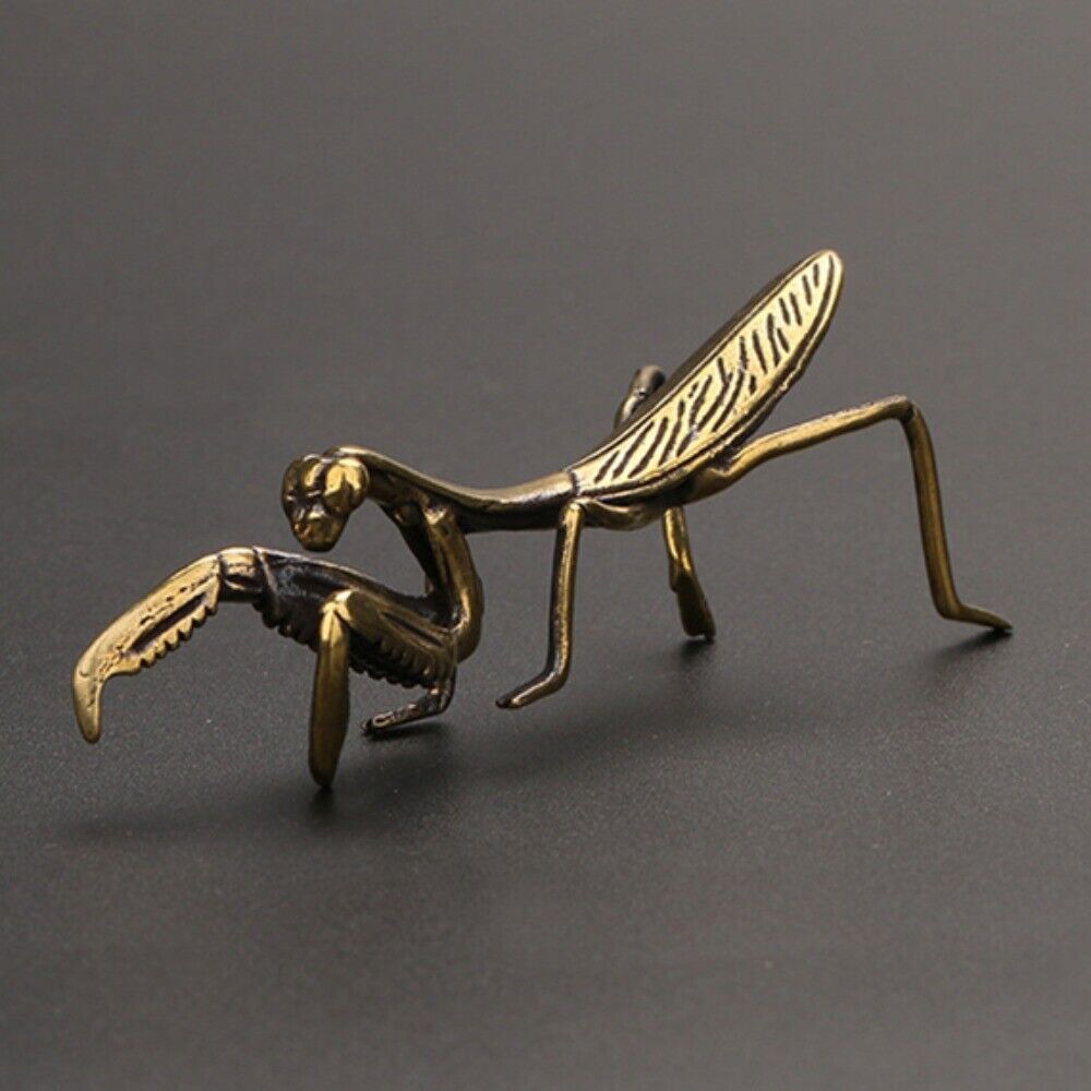 Solid Copper Mantis Trinket Vintage Hand Carved Bronze Model Figurines