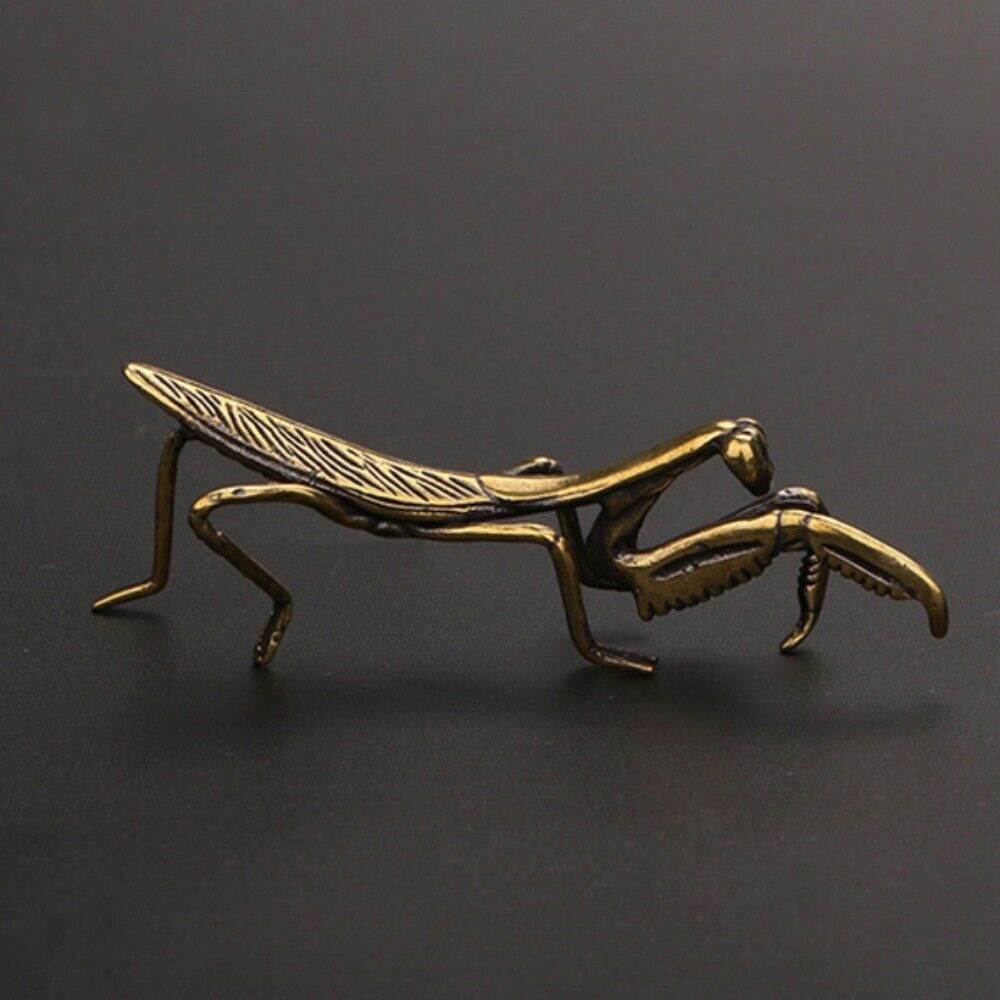 Solid Copper Mantis Trinket Vintage Hand Carved Bronze Model Figurines