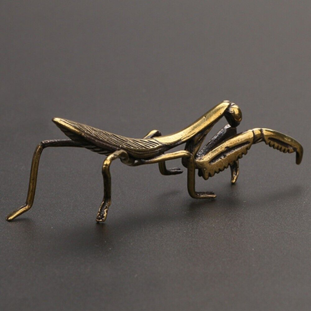 Solid Copper Mantis Trinket Vintage Hand Carved Bronze Model Figurines