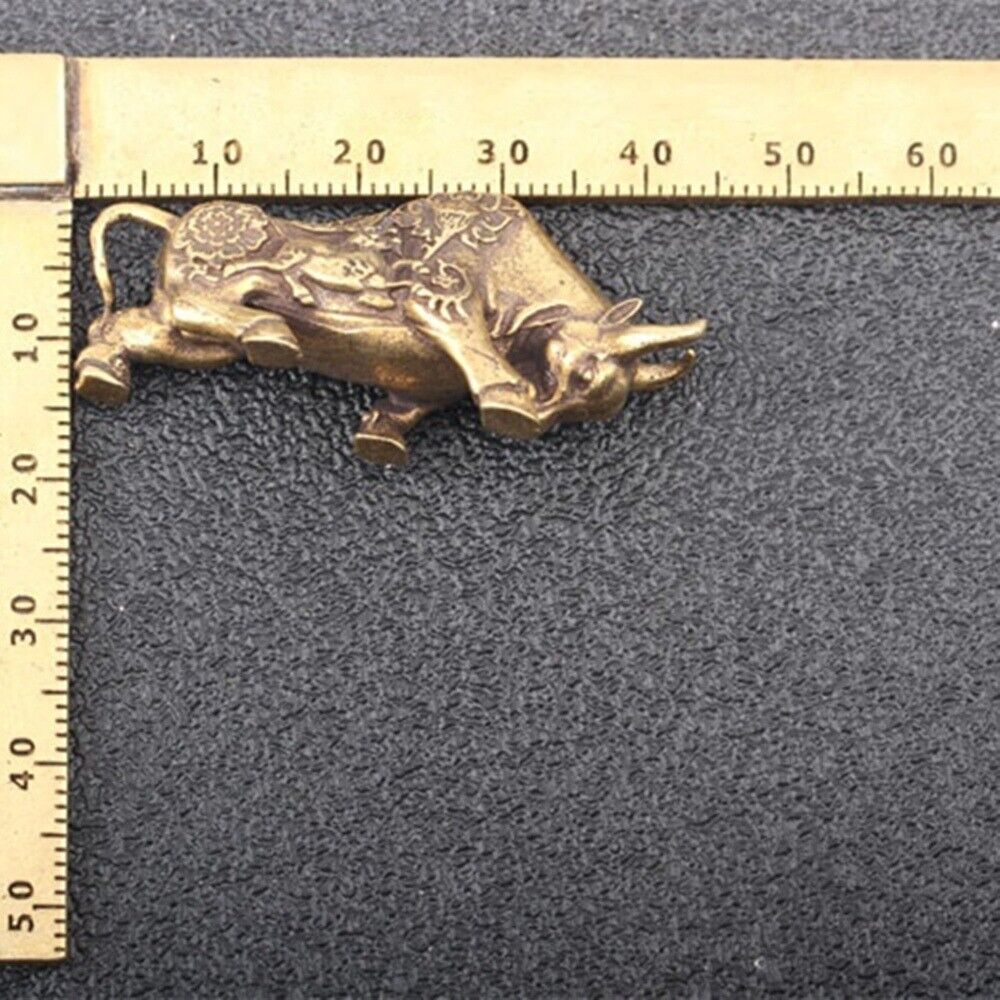 Solid Copper Bull Trinket Vintage Handmade Hand Carved Bronze Model Figurines