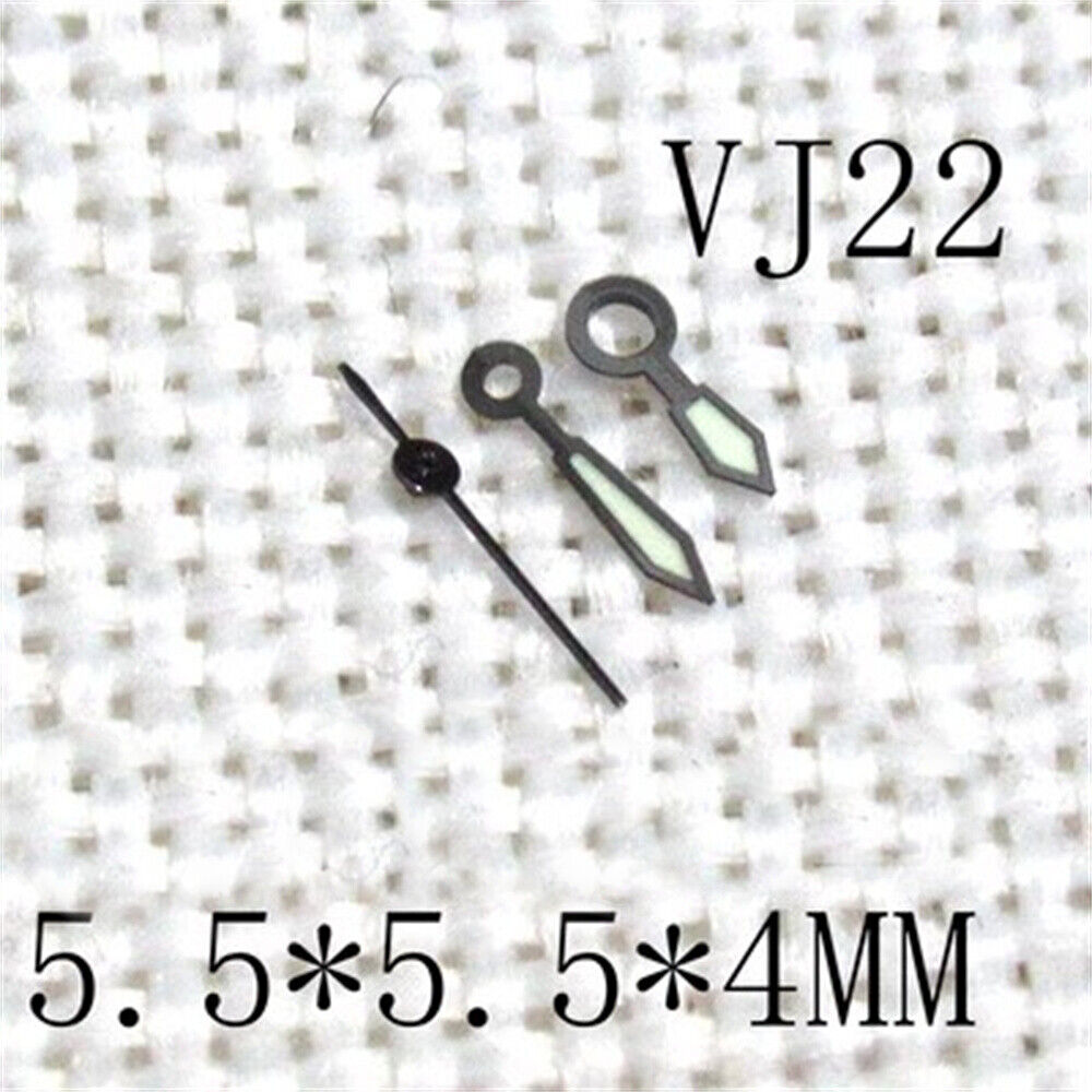 5.5x5.5x4mm Black Trim Green Luminous Watch Hands for Epson VJ22 Movement