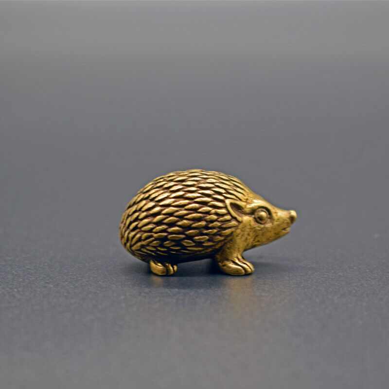 Solid Copper Little Hedgehog Trinket Vintage Hand Carved Bronze Model Figurines