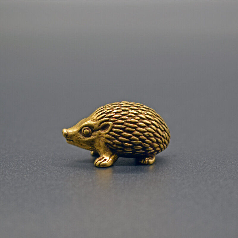 Solid Copper Little Hedgehog Trinket Vintage Hand Carved Bronze Model Figurines