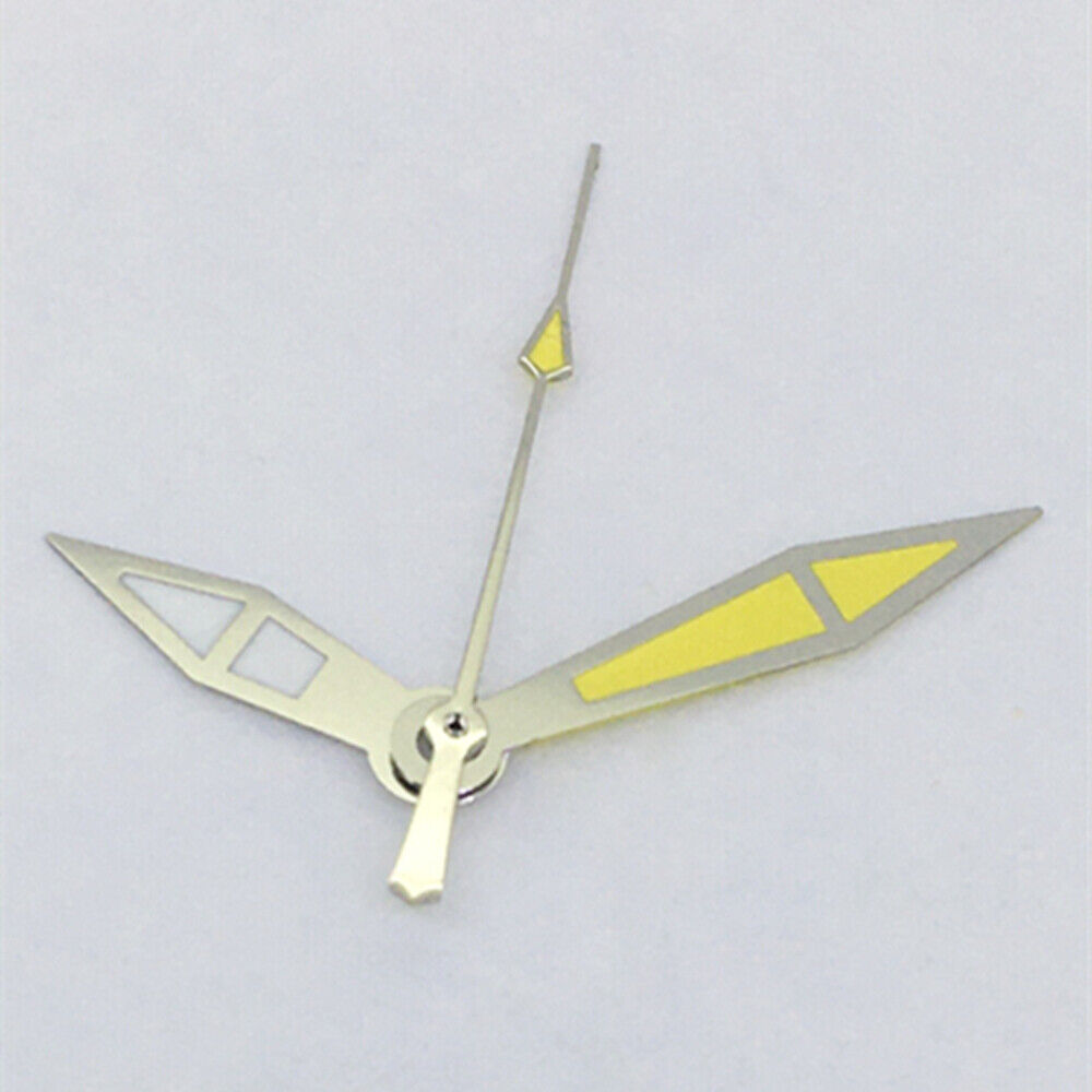 Silver Trim Yellow Lume 3 Hands Watch Hands for Asian 8215/2813/8205 Movement