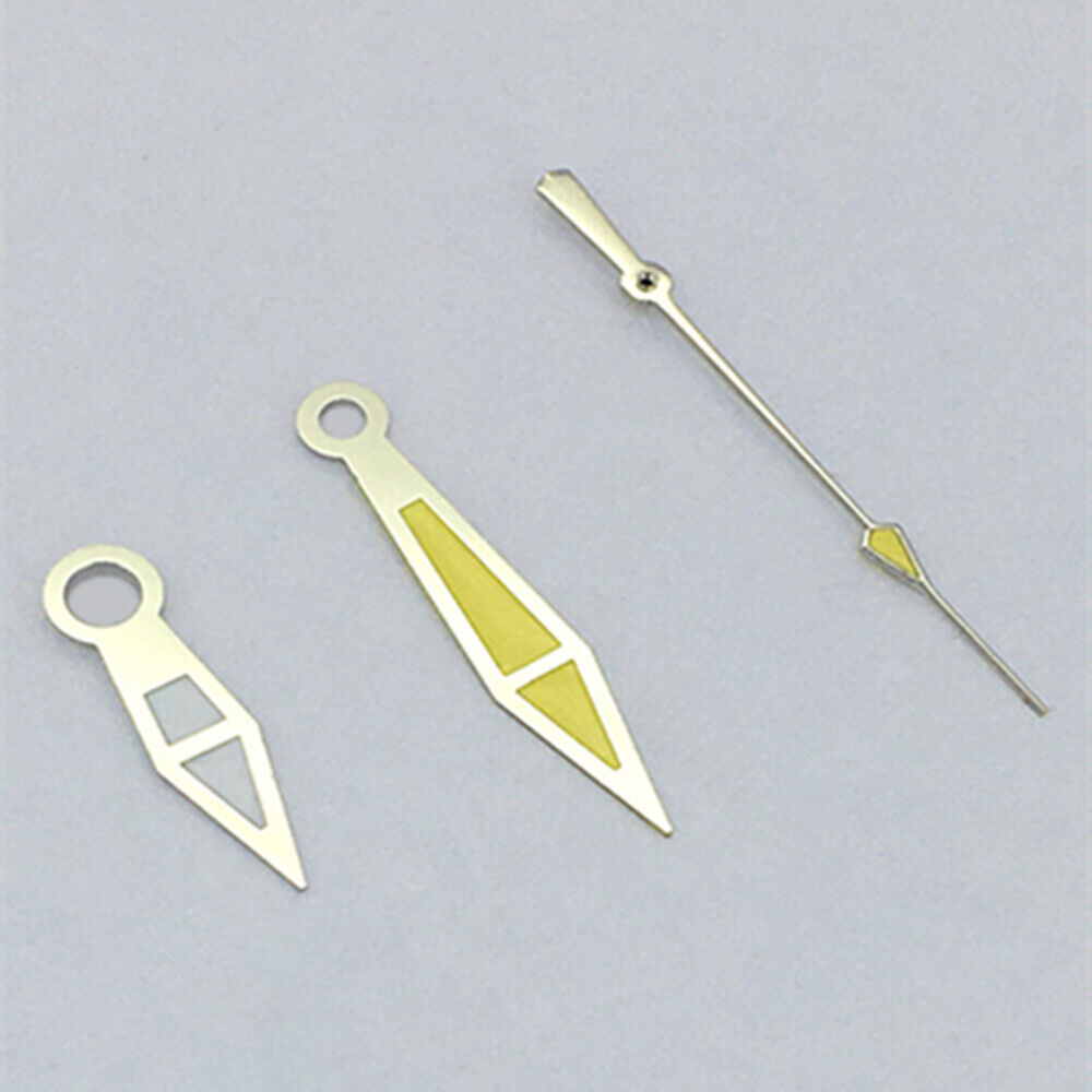 Silver Trim Yellow Lume 3 Hands Watch Hands for Asian 8215/2813/8205 Movement