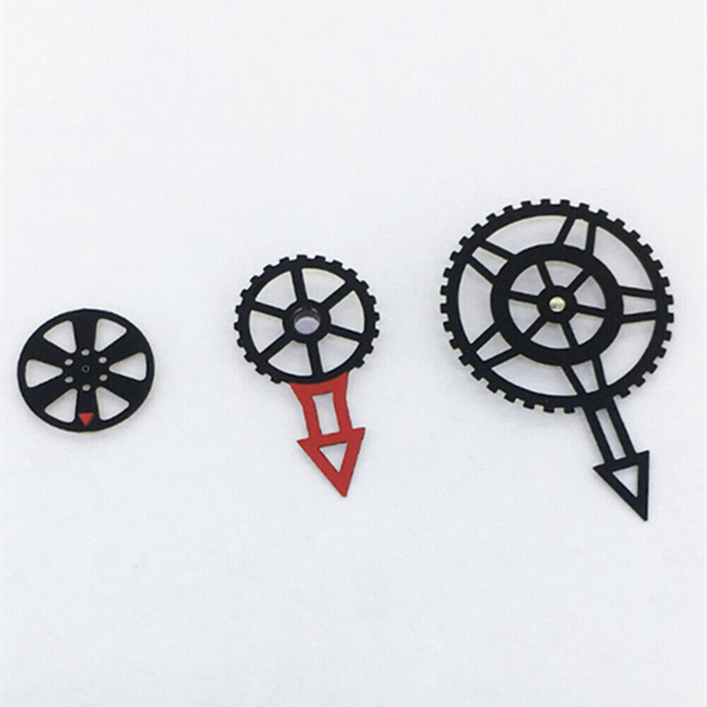 NO Luminous 3 Hands Gear Type Red Second Watch Hands for Miyota 82S7 Movement