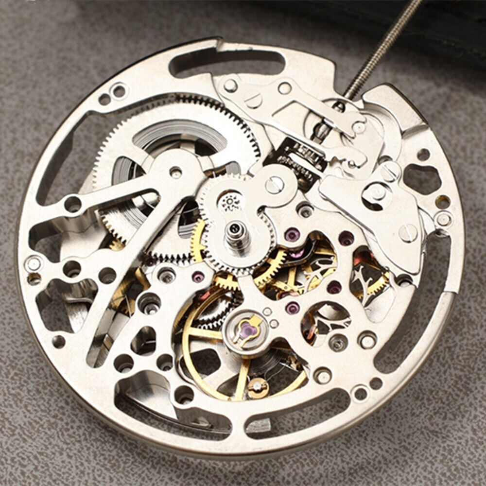 China Made Dandong Silver Hollow Automatic Mechanical Movement with Second Stop