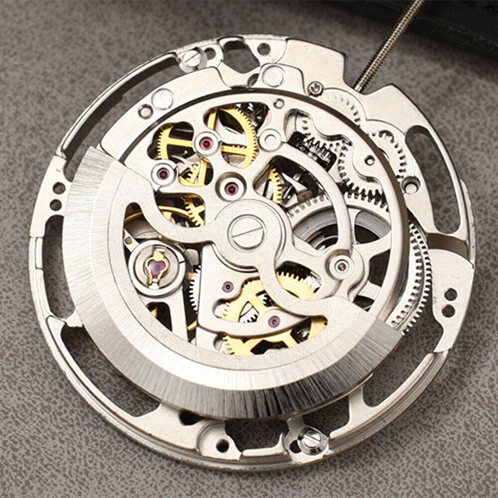 China Made Dandong Silver Hollow Automatic Mechanical Movement with Second Stop