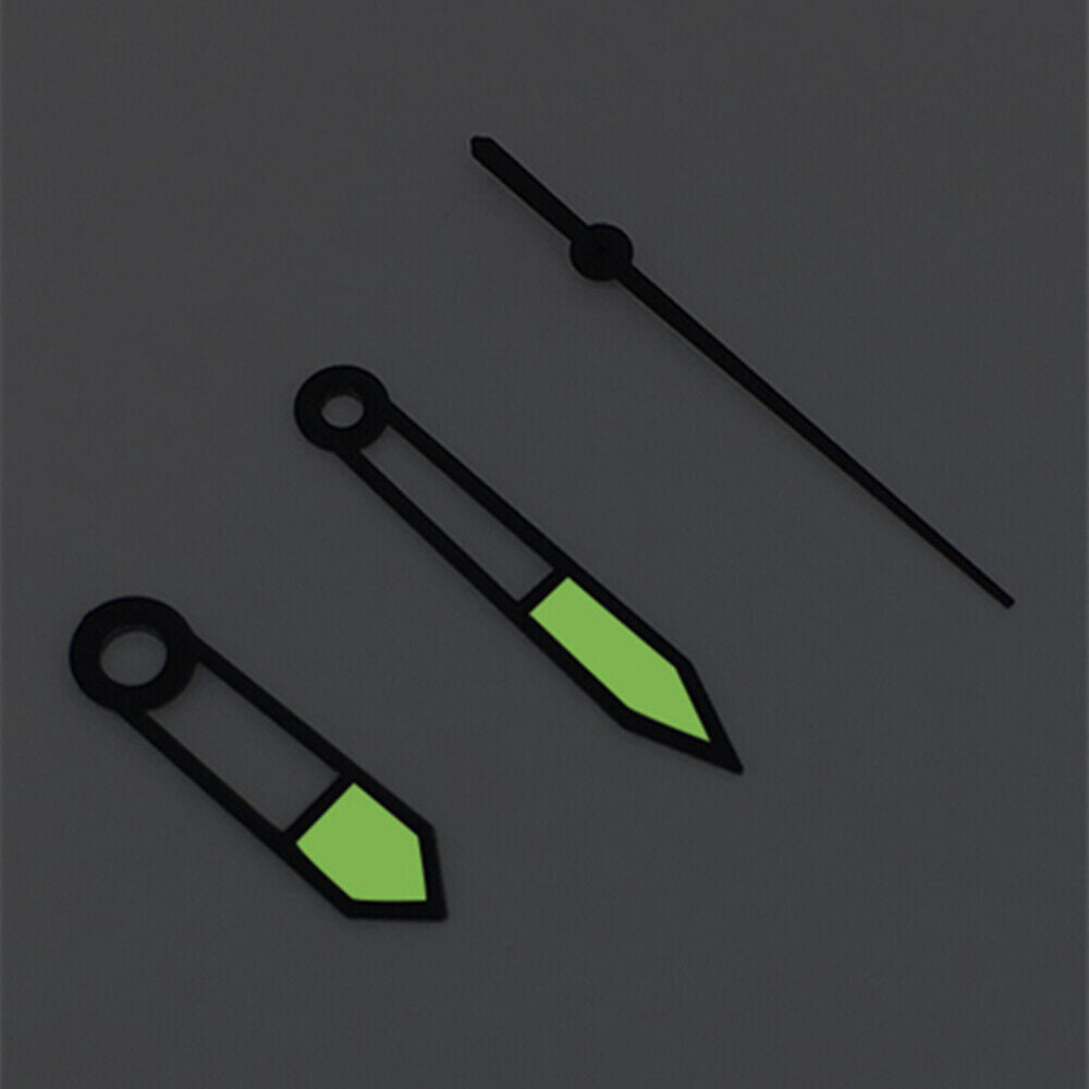 3 Hands Black Trim Green Luminous Watch Hands for Asian 8215/2813/8205 Movement