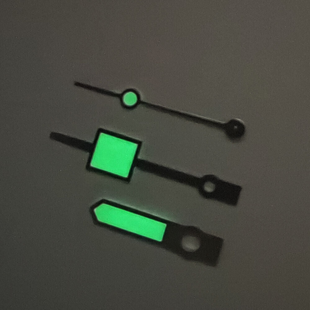 Green Luminous Silver Trim Geometric Square Watch Hands for NH35/NH36/4R/7S