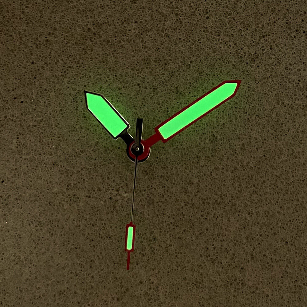 3 Hands Red&Silver Trim Green Luminous Watch Hands for NH35/NH36/4R/7S Movement
