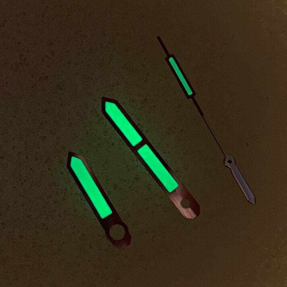 Color Block Silver Trim Green Luminous Watch Hands for NH35/NH36/4R/7S Movement