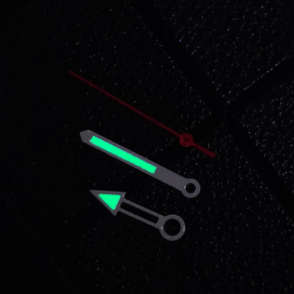 Green Lume White Trim Red Second Hand Watch Hands for NH35/NH36/4R/7S Movement