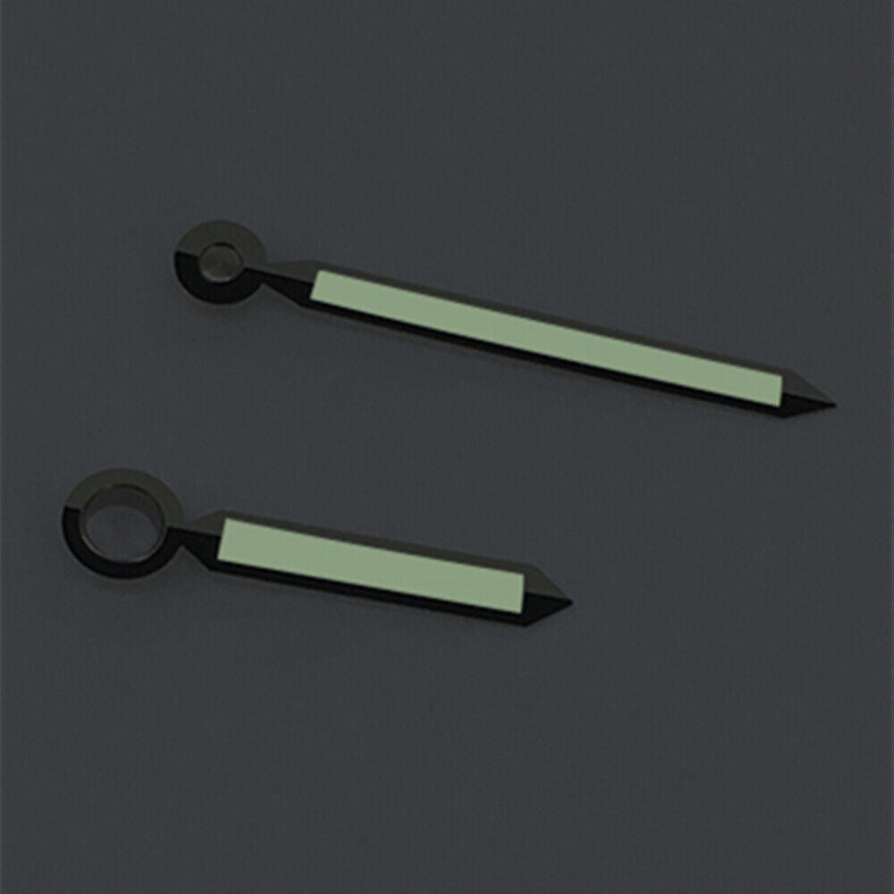 2 Hands Silver Trim Green Luminous Watch Hands for ST3600/ST3620/ETA6497/ETA6498