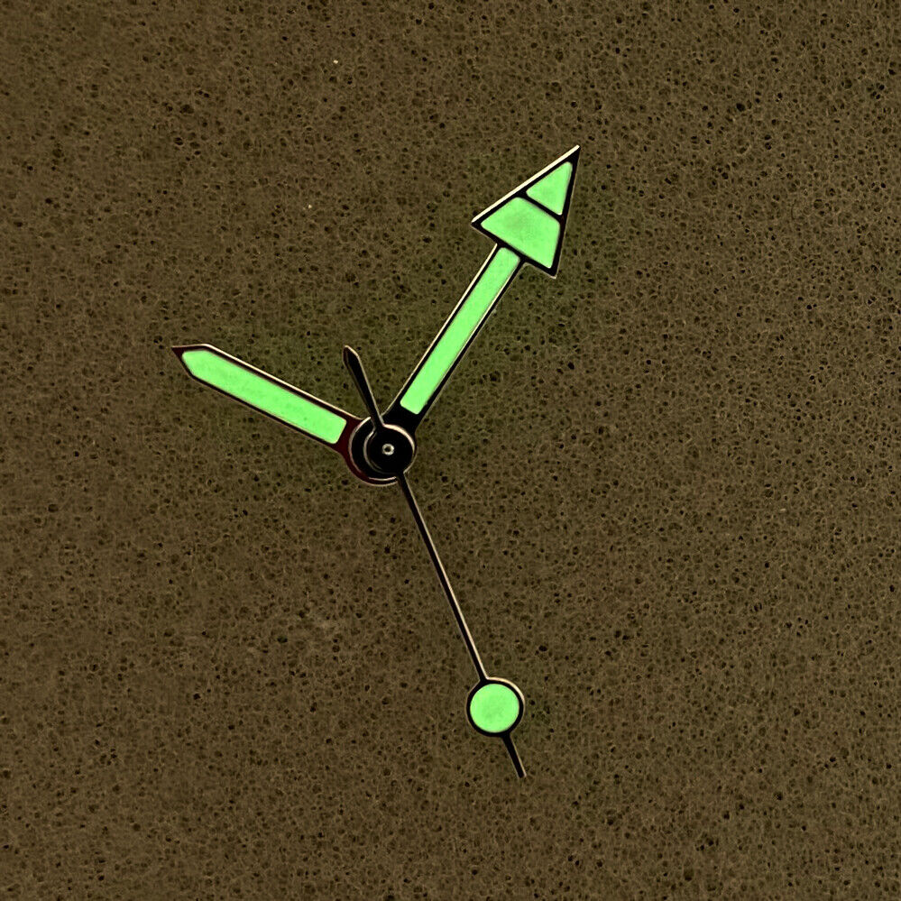 Arrow Shape Silver Trim Green Luminous Watch Hands for NH35/NH36/4R/7S Movement