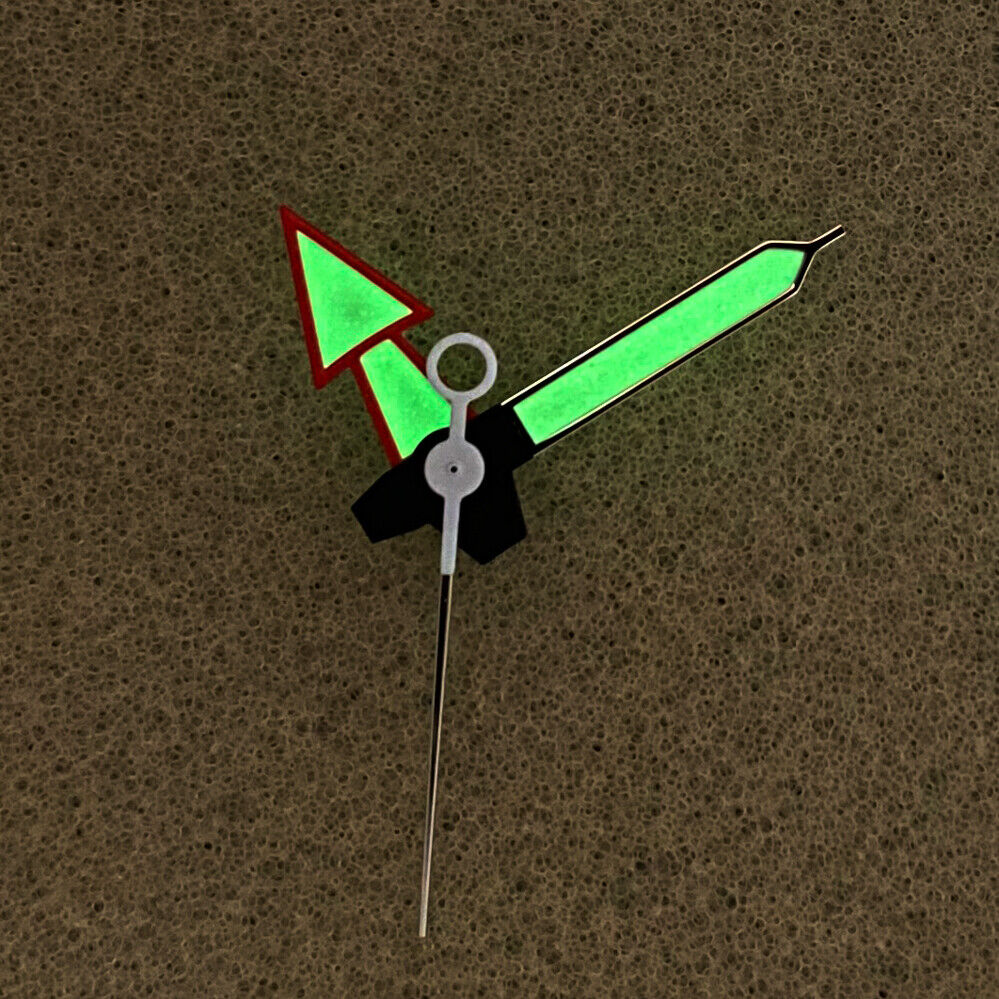 Arrow Shape Red&Silver Trim Green Luminous Watch Hands for NH35/NH36/4R/7S
