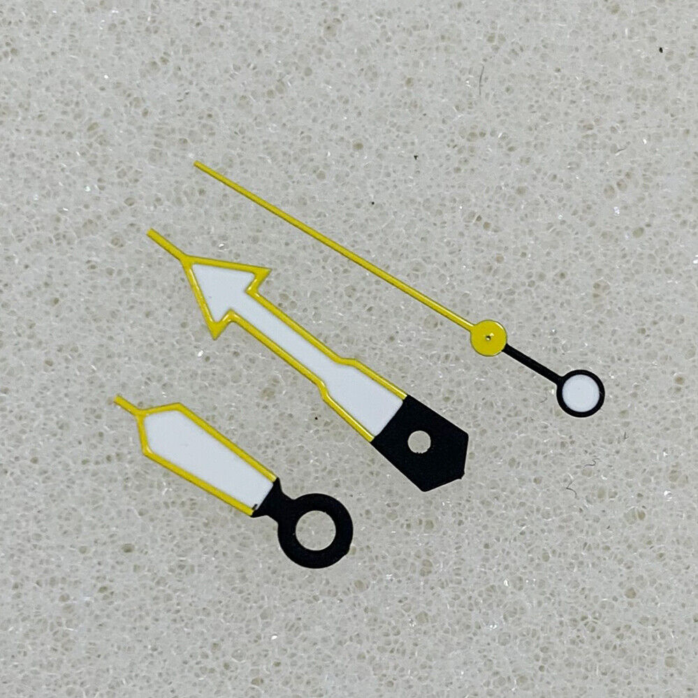 Arrow Shape Yellow Trim Green Luminous Watch Hands for NH35/NH36/4R/7S Movement