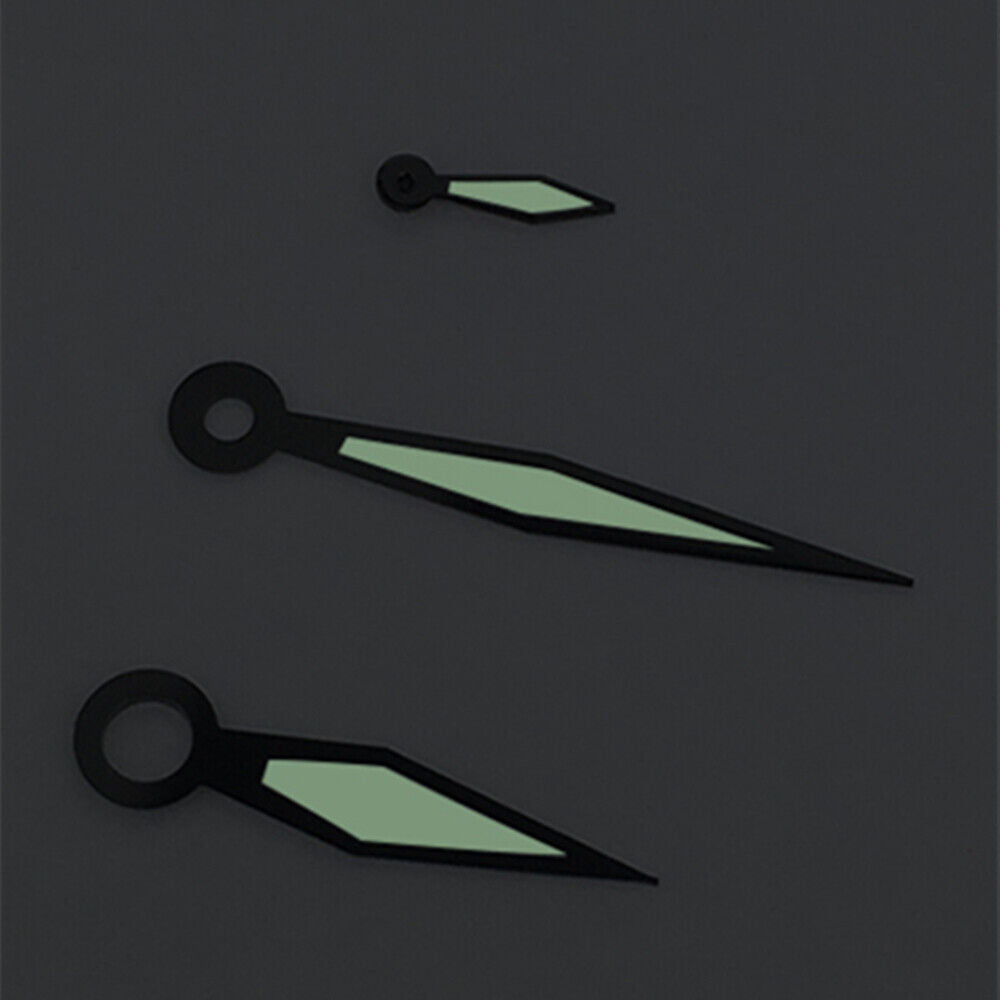 Black Trim White Polished Green Lume Watch Hands for ST3600/ST3620/ETA6497/6498