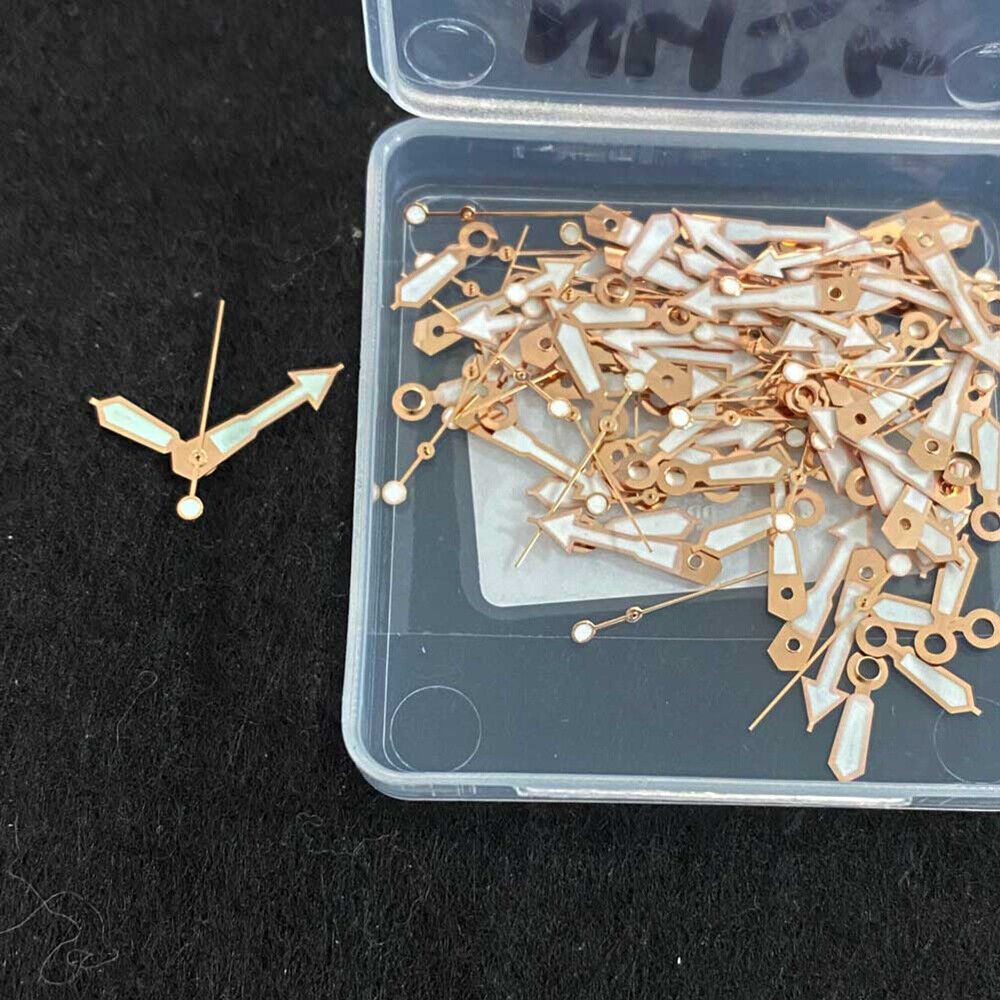 3 Hands Green Luminous Rose Golden Trim Watch Hands for NH35/NH36/4R36 Movement
