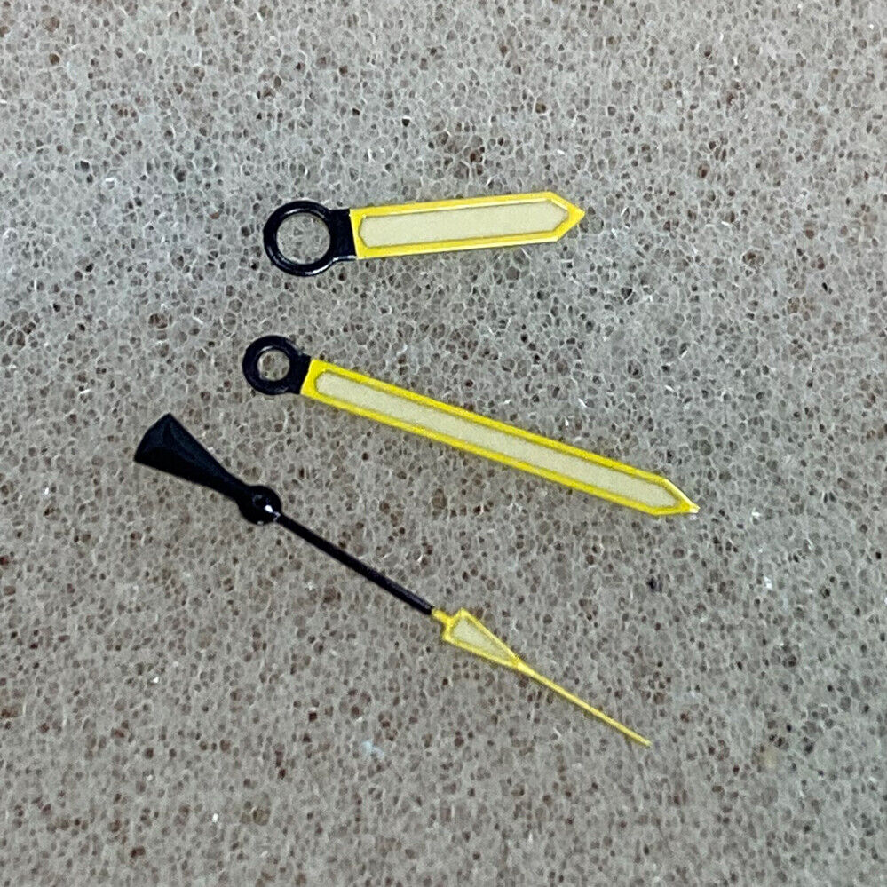 Yellow Trim 3 Hands Green Luminous Watch Hands for NH35/NH36 Movement