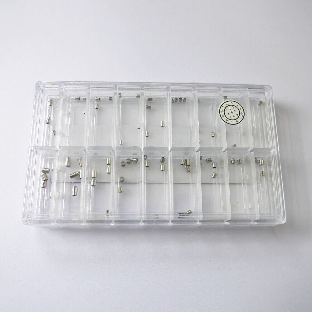 628BCT Assortment of 90PCS Brass Watch Crown Tube 18 Sizes Shapes 1 or 2 Steps