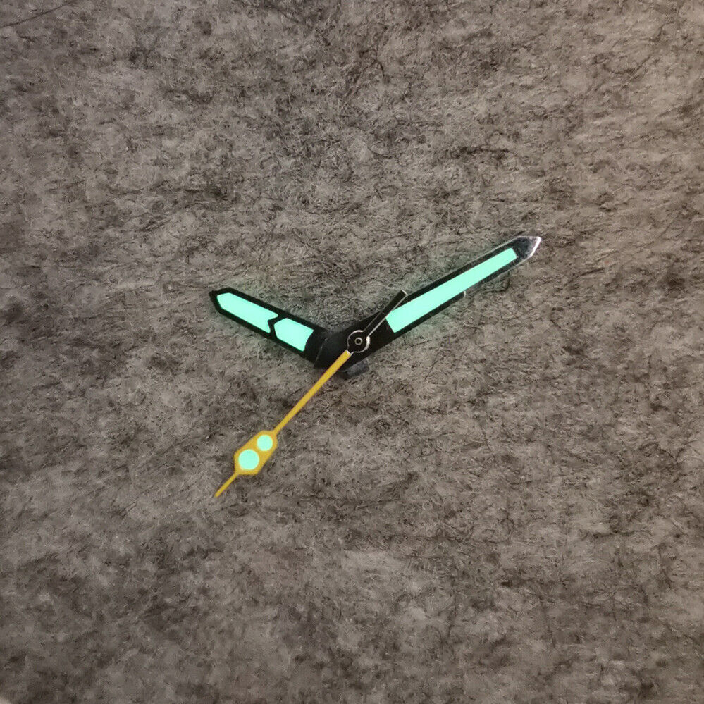 Arrow Shape Green Luminous Silver Trim 3 Hands Watch Hands for NH35/NH36/4R/7S