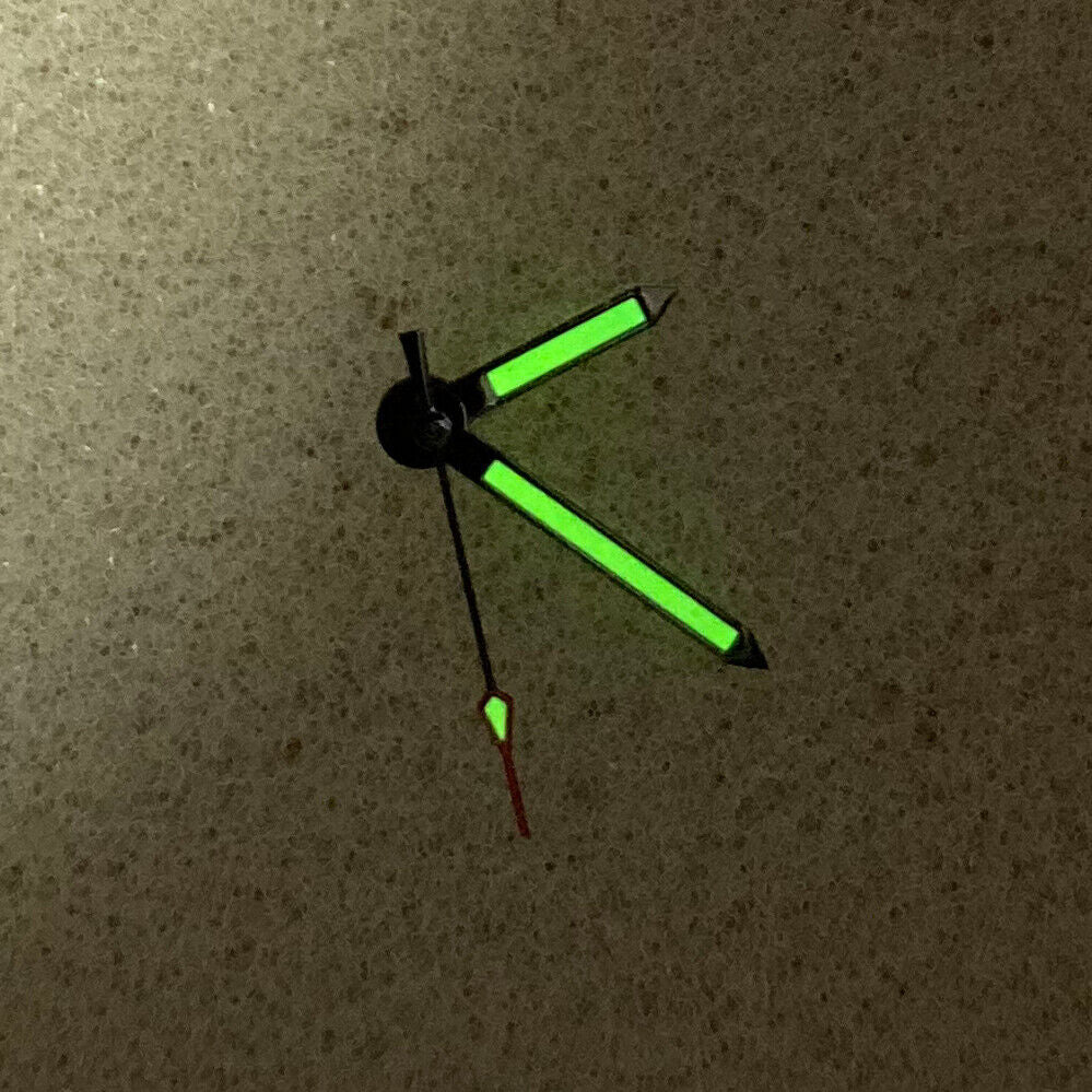 3 Hands Green Luminous Black Trim Watch Hands for NH35/NH36/4R36 Movement