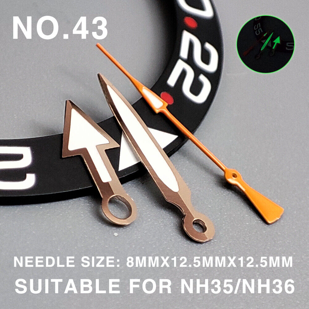 Green Luminous Rose Golden Trim 12.5mm Watch Hands for Miyota NH35/NH36/NH38