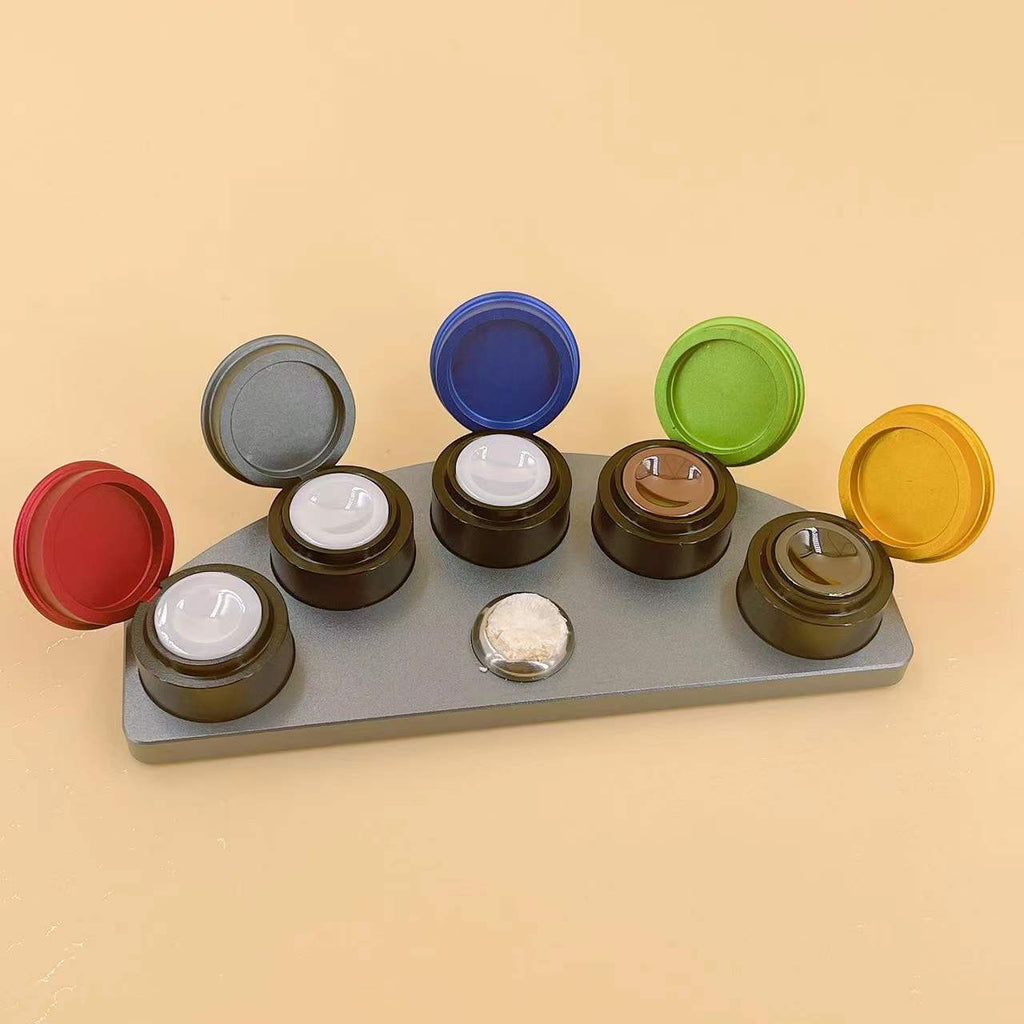 Oil Cups Stand In Die-cast Alloy 5 Containers Secure Colorful Cover Watch Repair