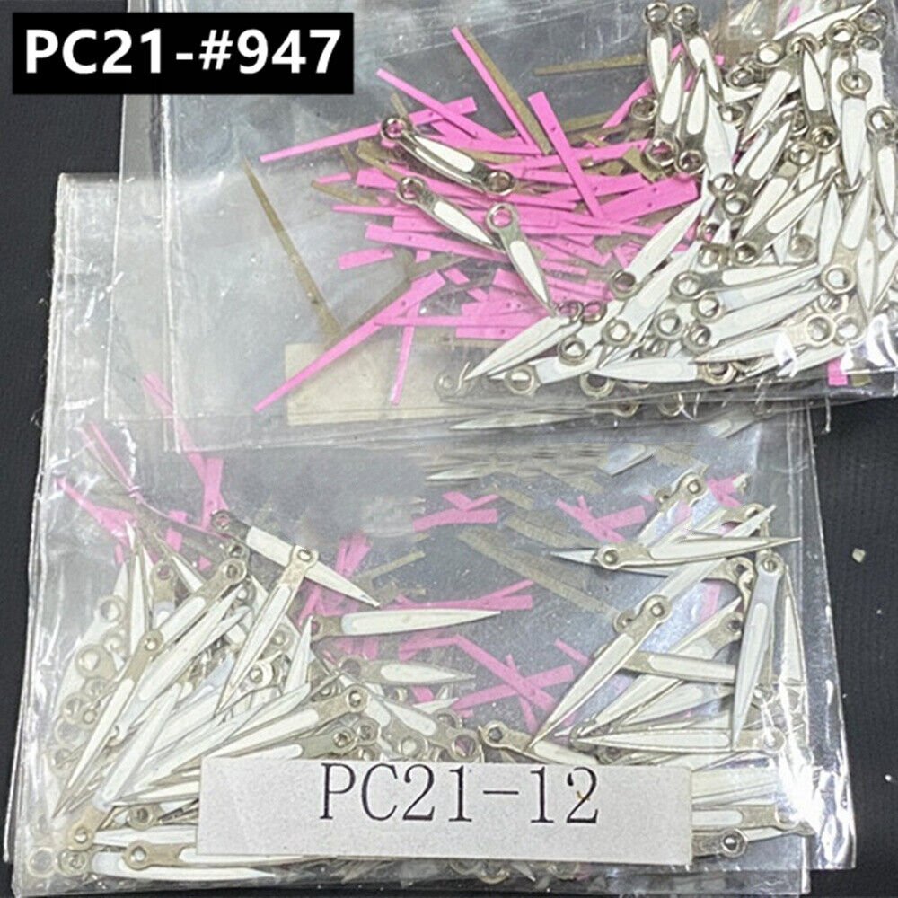 100 Sets 12mm Silver Pink Watch Hands for Hattori Epson PC21 Quartz Movement