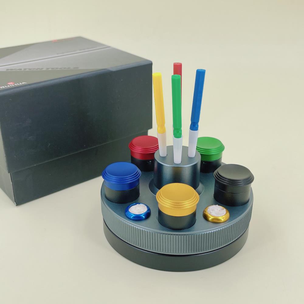 Oil Cups Rotated Stand In Die-cast Alloy 5 Containers Oiler Pen Watch Repair