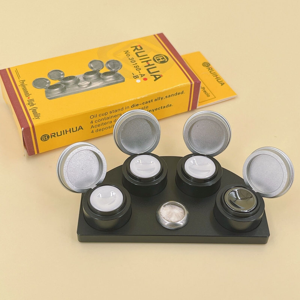 Oil Cups Stand In Die-cast Alloy 4 Containers Watch Repair Tool Accessories