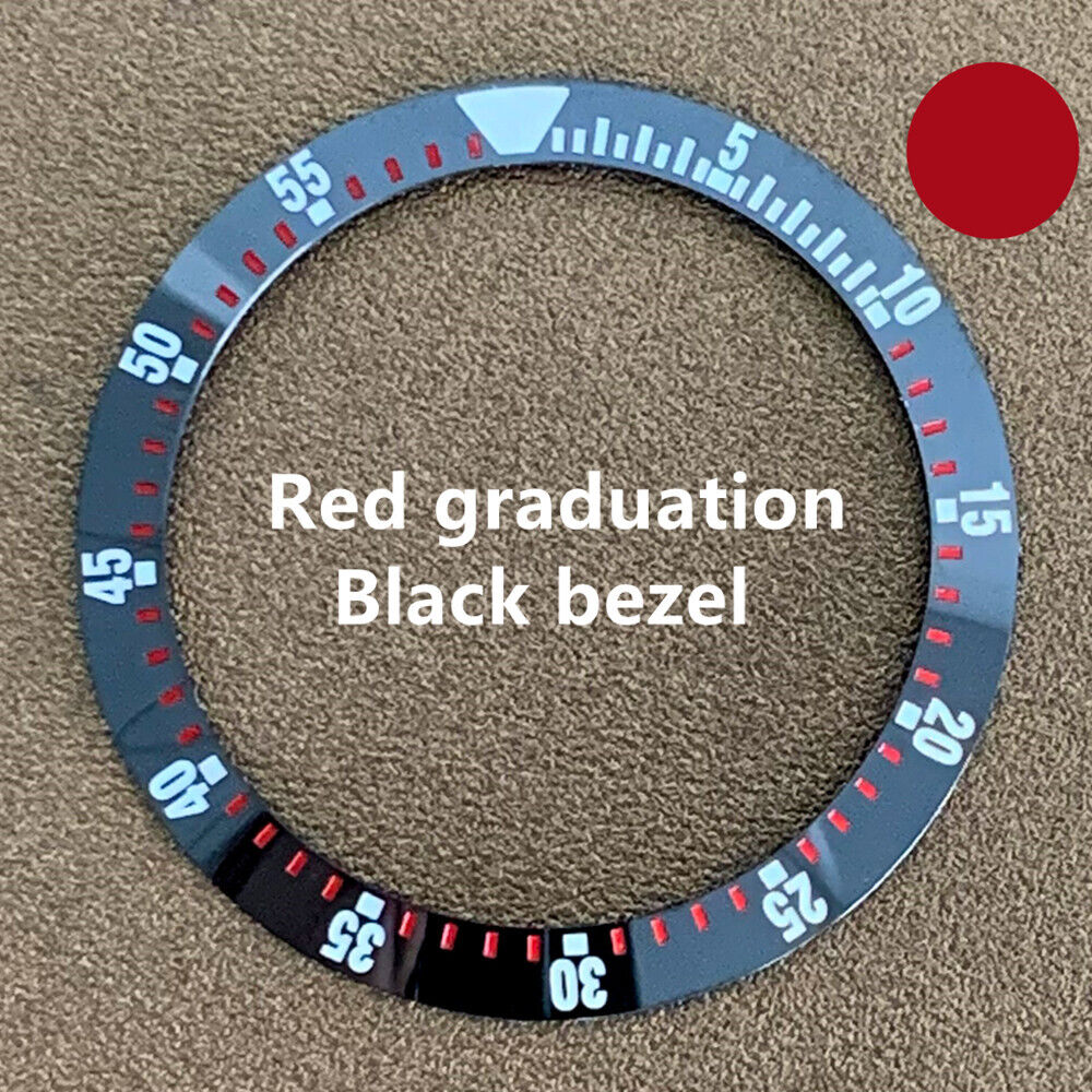 38mm/30.5mm Black Bezel Red Graduation Ceramic Watch Bezel Insert Watch Parts