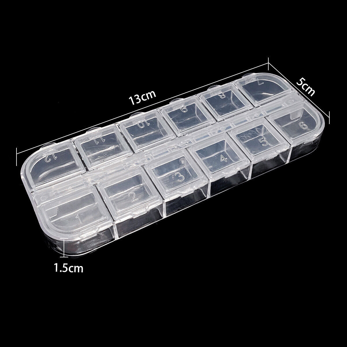 5pcs 12 Grids Compartments Plastic Transparent Containers Storage Case Organizer