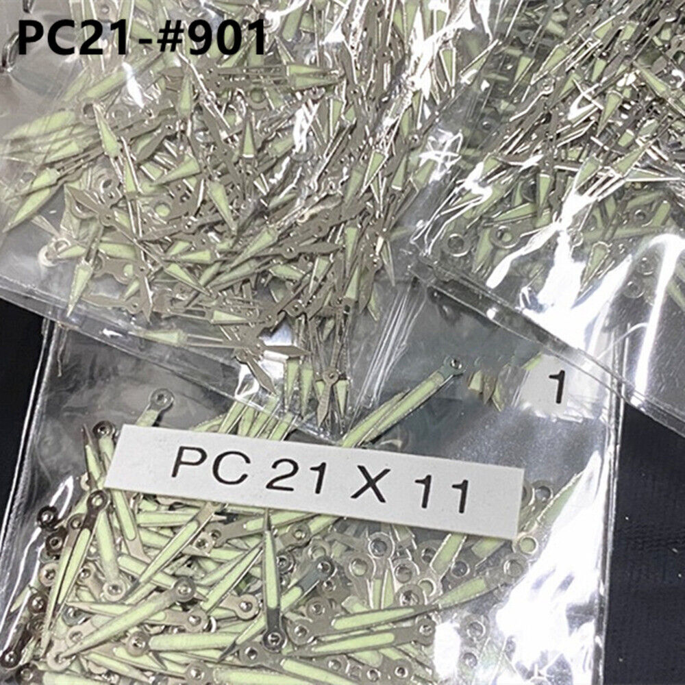 100 Sets 11mm Green Luminous Watch Hands for Hattori Epson PC21 Quartz Movement