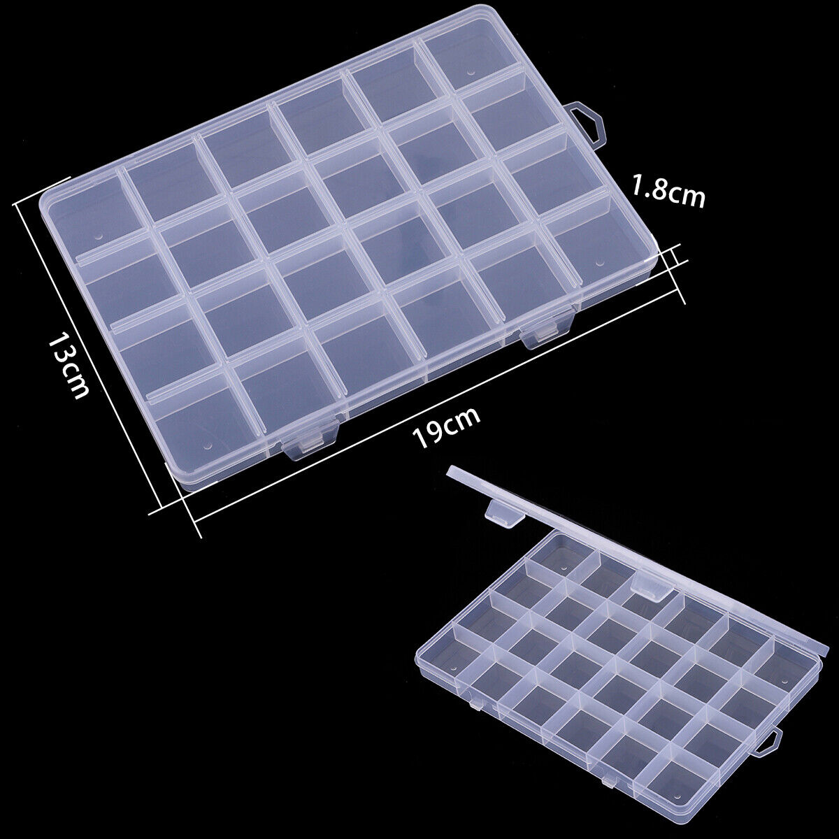 5pcs 24 Grids Compartments Plastic Transparent Containers Storage Case Organizer