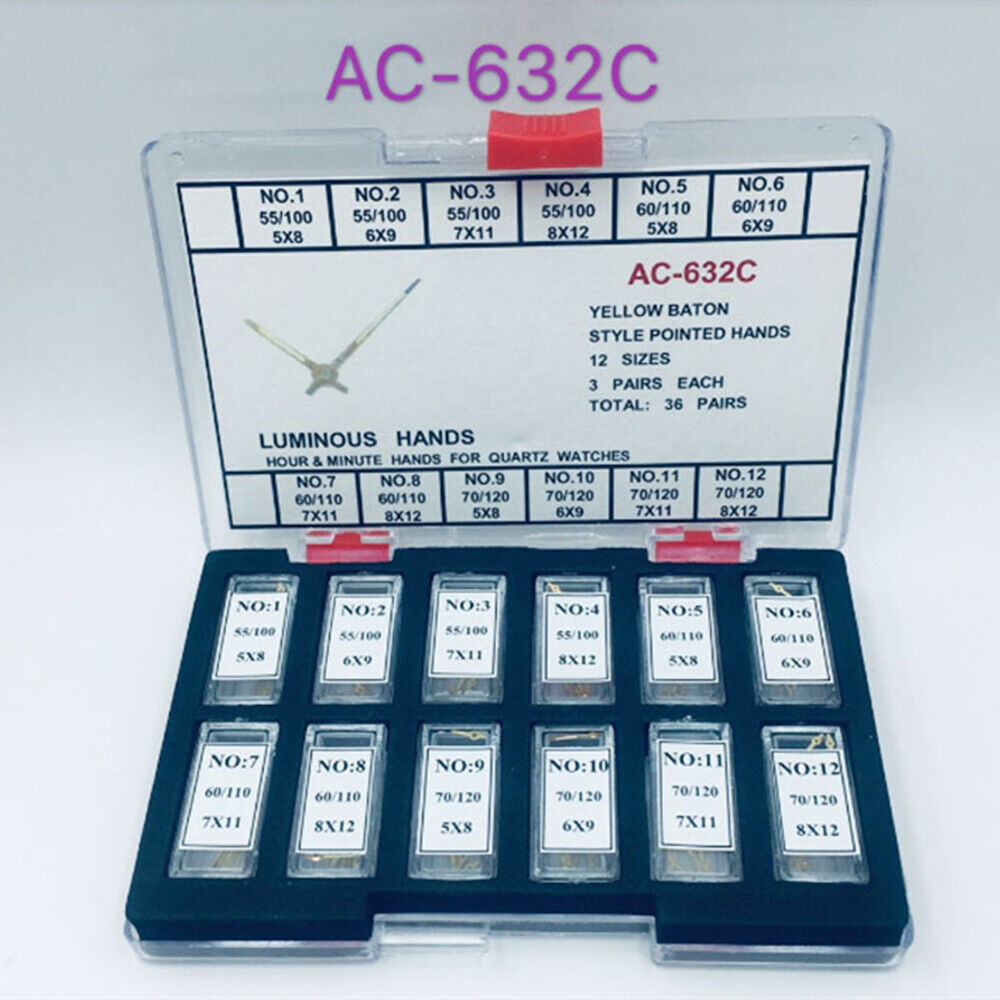 36 Pairs Luminous Hour Minute Watch Hands for Quartz Movement for Watchmaker