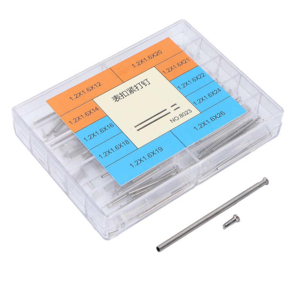 100pcs Alloy Watch Band Clasp Tube Friction Pin Pressure Bars Pins Rivet Ends