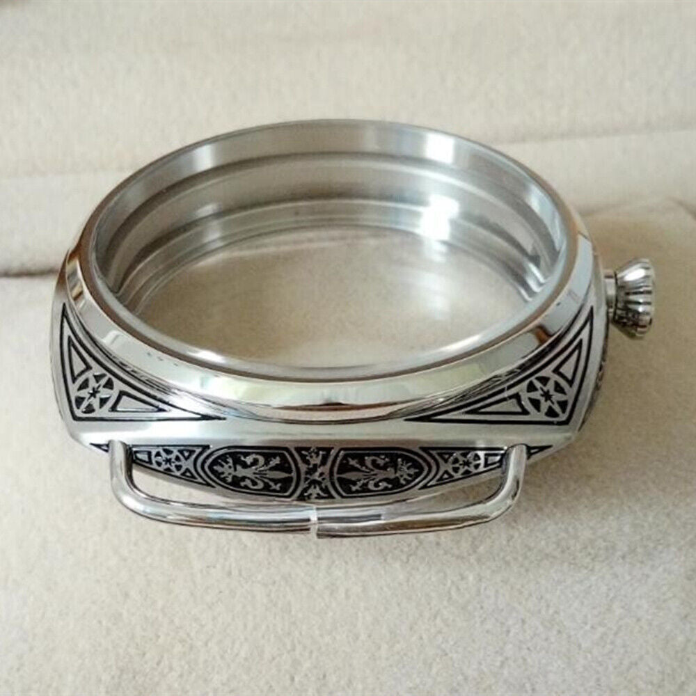 47mm 316L Carved Watch Case/ Crystals for Seagull ST3600/ST3621/ETA6497/6498