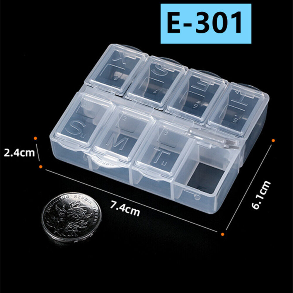 5pcs 2.4x7.4x6.1cm Clear 8 Grids Toolbox Box Container Storage Case Hinged Lid