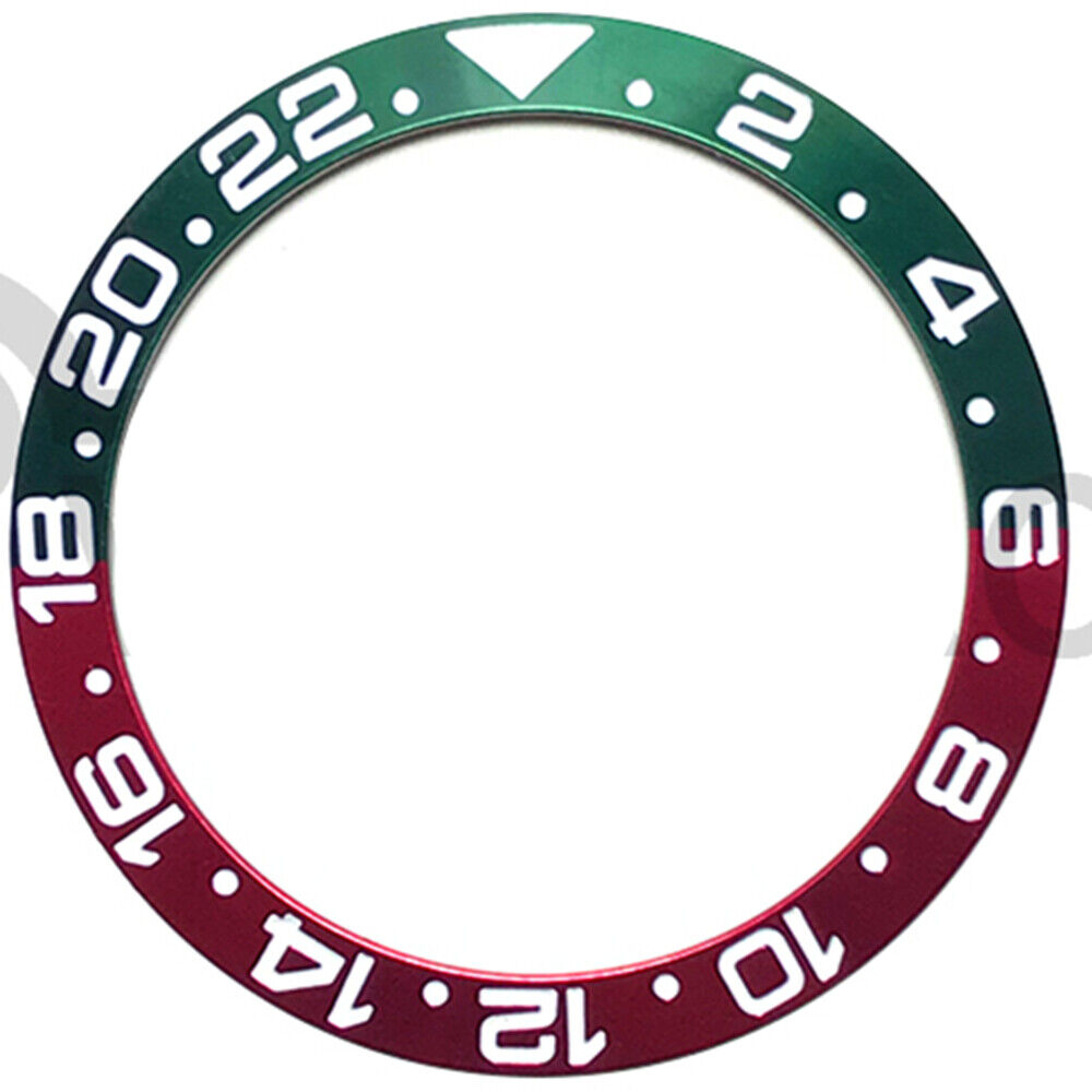 38mm Green and Red Numberal GMT Aluminium Alloy Watch Bezel Insert for RLX