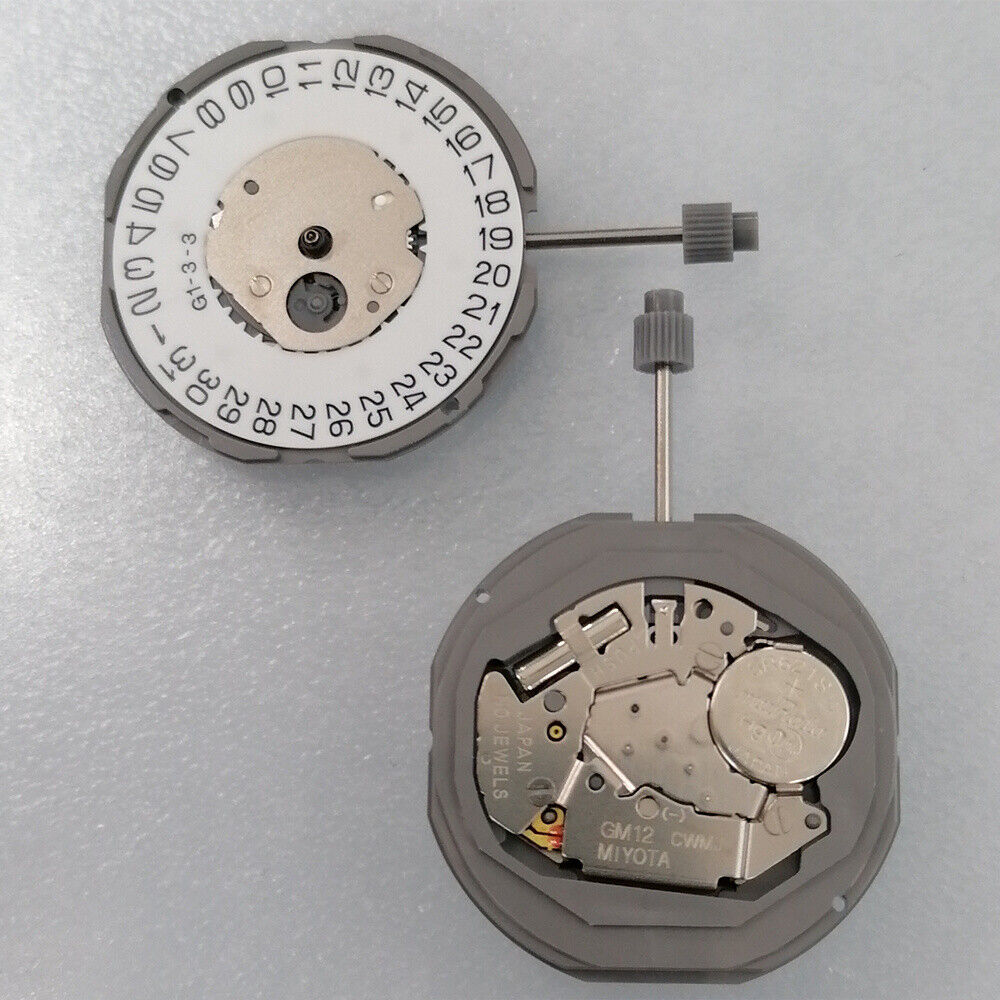 Miyota GM12 Japan Quartz Movement Date at 3 Japan Made