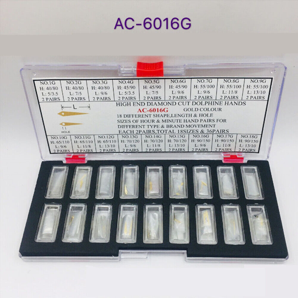 36 Pairs High End Diamond Cut Dolphine Watch Hands Gold Plated for Watchmaker