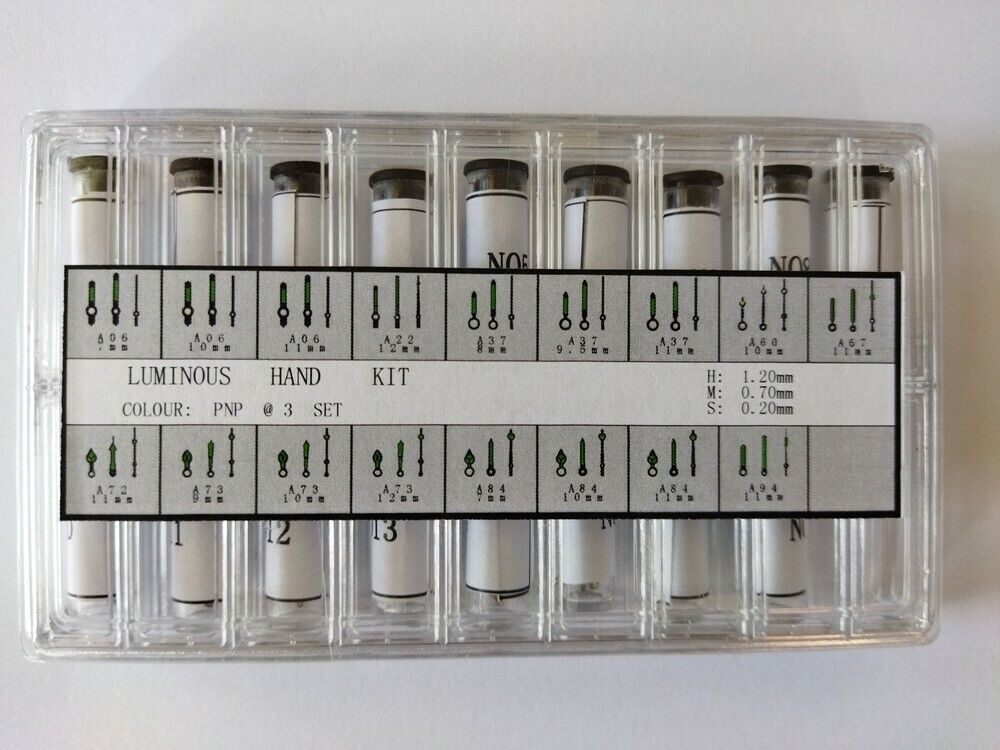Set of 51 Pairs Luminous Silver Watch Hand Set 0.7mm 1.2mm 0.2mm Diameter AC632W