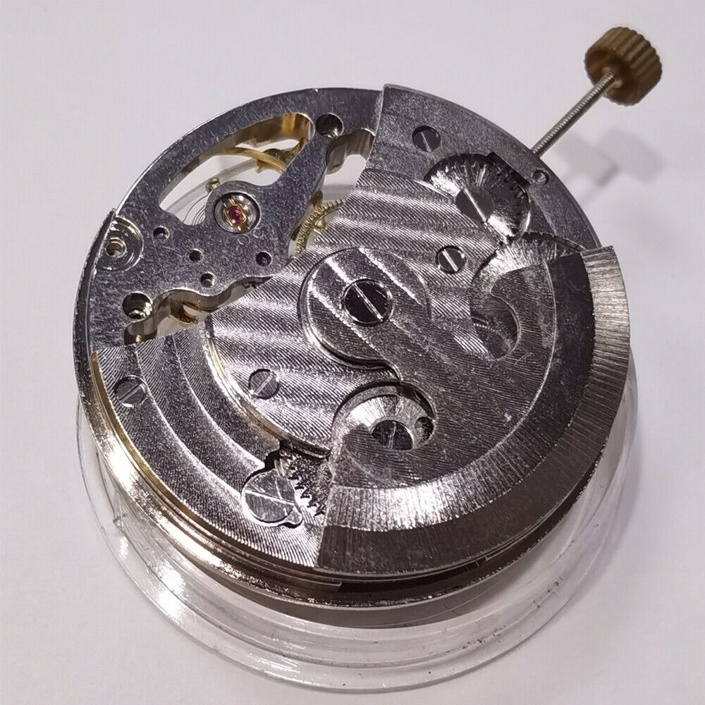 Automatic Mechanical Movement Silver 3 Hands Hollow Moon Phase@12